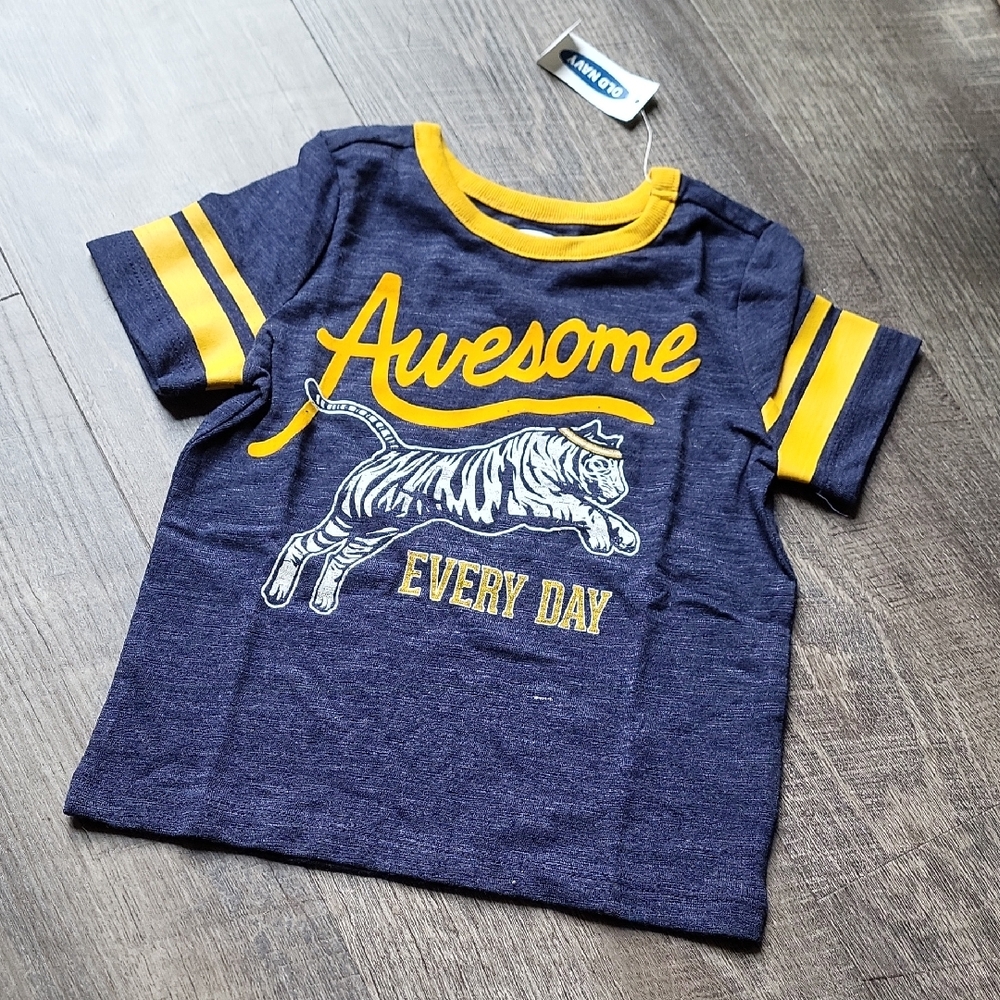 Old Navy Navy and Yellow Awesome Tiger Tee